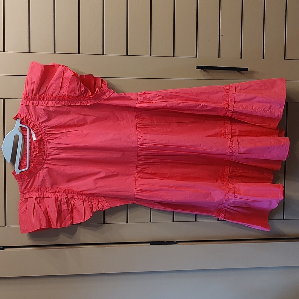 Caroline Constas Pink Ruffle Sleeve Dress size Large